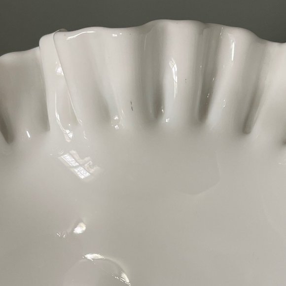 Vintage Fenton Hobnail Milk Glass Pedestal Ruffled Bowl 10.5 Inches - Picture 9 of 9